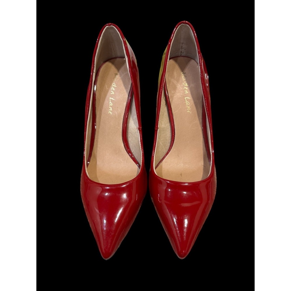 Women's Maiden Lane Red Patent Leather High Heels EUC Stunning Color